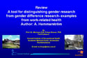 “Review. A tool for distinguishing gender research from gender difference research-examples from work-related health ”